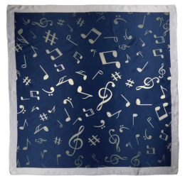 AN-023 Large Silk Scarf with Sheet Music, 85x85 cm