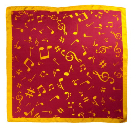 AN5-003 Small silk scarf with sheet music, 55x55 cm