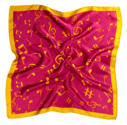 AN5-004 Small silk scarf with sheet music, 55x55 cm