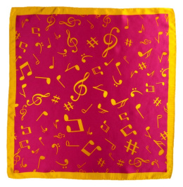 AN5-004 Small silk scarf with sheet music, 55x55 cm