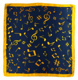AN5-008 Small silk scarf with sheet music, 55x55 cm