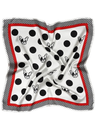 Jedwabna apaszka damska psy - Buldog 68x68 cm