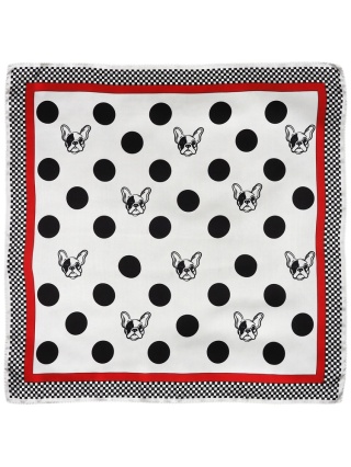 Jedwabna apaszka damska psy - Buldog 68x68 cm