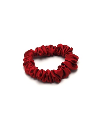 Gumka jedwabna do włosów scrunchie czerwona slim JGM-18