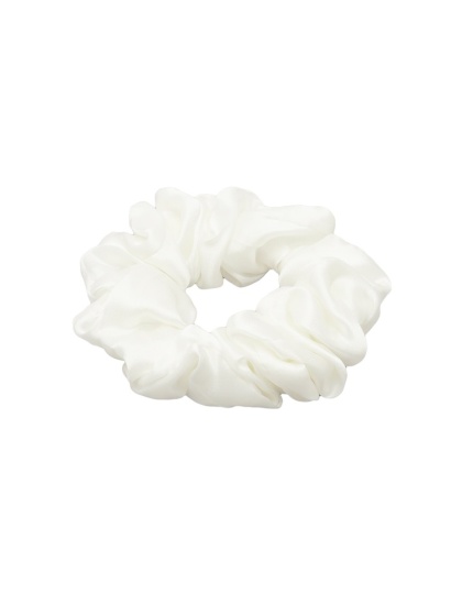 Jedwabna gumka do włosów scrunchie biała JGS-010