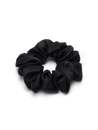 Jedwabna gumka do włosów scrunchie czarna JGS-053