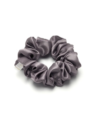Jedwabna gumka do włosów scrunchie fioletowo-beżowa JGS-018