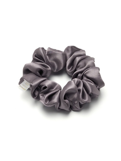 Jedwabna gumka do włosów scrunchie fioletowo-beżowa JGS-018