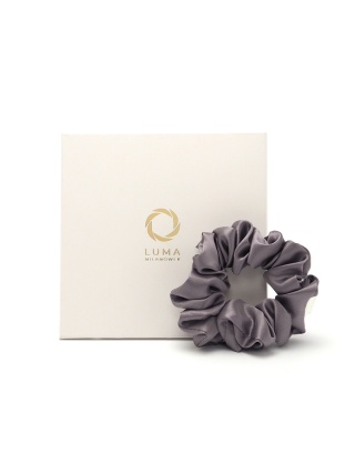 Jedwabna gumka do włosów scrunchie fioletowo-beżowa JGS-018