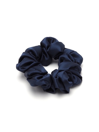 Jedwabna gumka do włosów scrunchie granatowa JGS-002