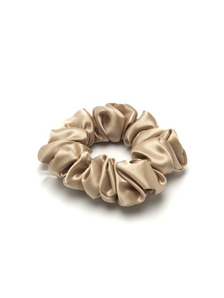 Jedwabna gumka do włosów scrunchie jasnobeżowa JGS-016
