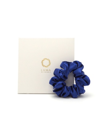 Jedwabna gumka do włosów scrunchie kobaltowa JGS-014