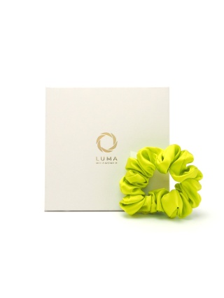 Jedwabna gumka do włosów scrunchie limonkowa JGS-040