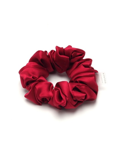 Jedwabna gumka do włosów scrunchie malinowa JGS-039