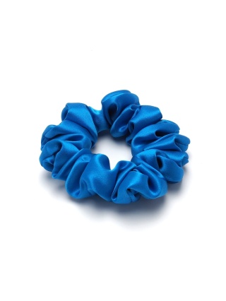 Jedwabna gumka do włosów scrunchie niebieski lazur JGS-019