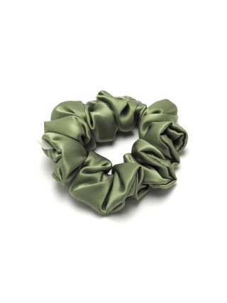 Jedwabna gumka do włosów scrunchie oliwkowa JGS-020