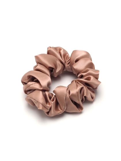 Jedwabna gumka do włosów scrunchie różowo-złota JGS-013