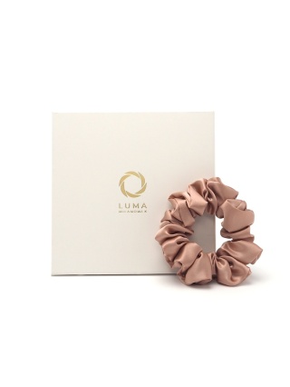 Silk hair band scrunchie pink-gold JGS-013