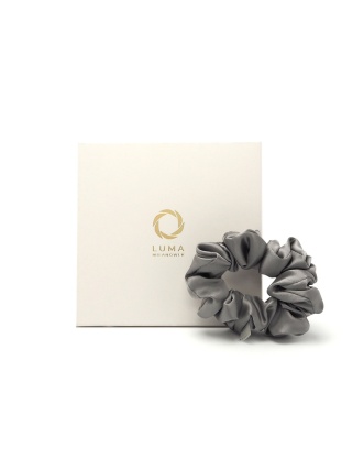 Jedwabna gumka do włosów scrunchie szara JGS-017