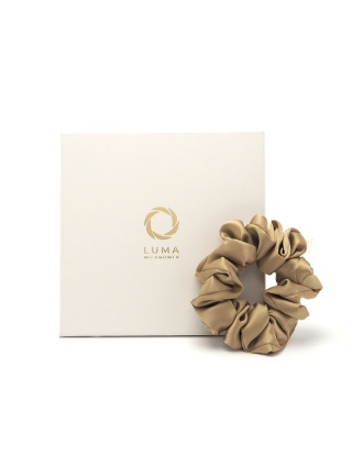 Jedwabna gumka do włosów scrunchie złota JGS-003