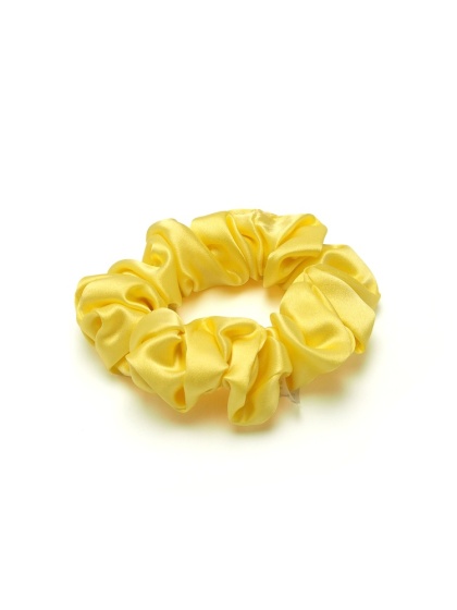 Silk scrunchie thick hair elastic yellow JGS-023