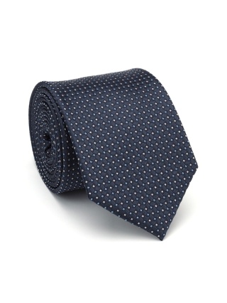 Micro-patterned silk jacquard tie navy blue KR-660