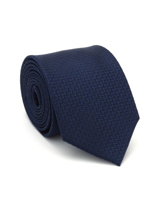 Micro-patterned silk jacquard tie navy blue KR-666