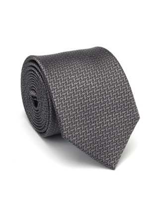 Jacquard silk tie with a micro pattern in gray KR-654
