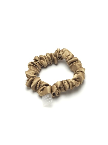 Satynowa gumka do włosów frotka scrunchie slim beżowa JGM-08