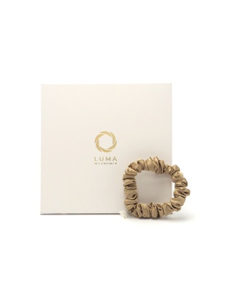 Satynowa gumka do włosów frotka scrunchie slim beżowa