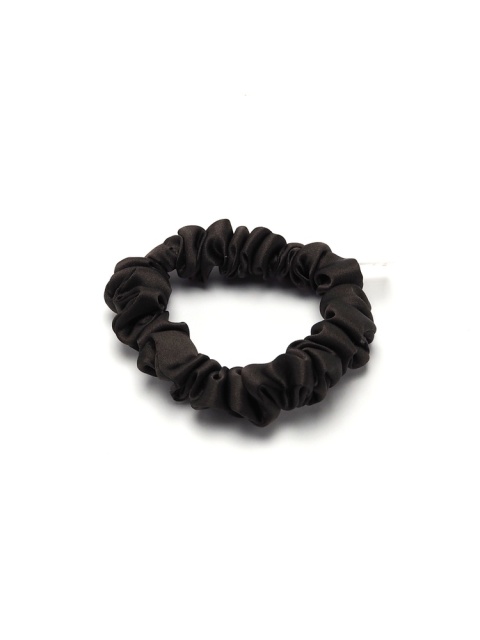 Satynowa gumka do włosów frotka scrunchie slim brązowa
