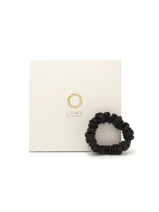 Satynowa gumka do włosów frotka scrunchie slim brązowa