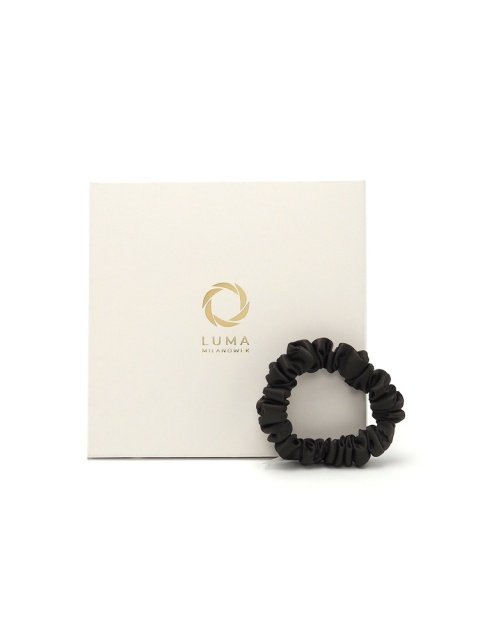 Satynowa gumka do włosów frotka scrunchie slim brązowa