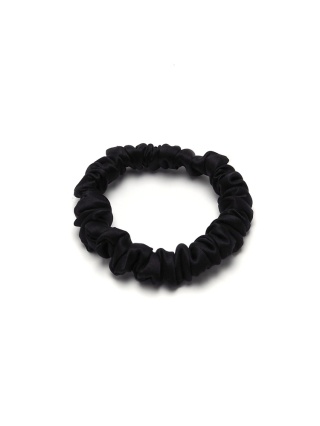 Satynowa gumka do włosów frotka scrunchie slim czarna