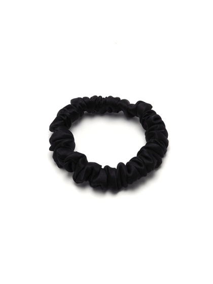 Satynowa gumka do włosów frotka scrunchie slim czarna