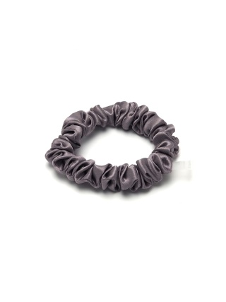 Satin hair eraser scrunchie slim purple beige