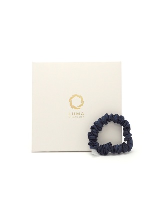 Satynowa gumka do włosów frotka scrunchie slim granatowa JGM-14
