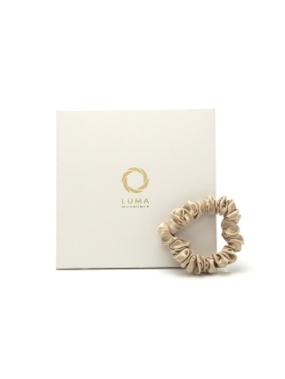 Satynowa gumka do włosów frotka scrunchie slim jasnobeżowa JGM-03