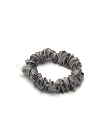 Satynowa gumka do włosów frotka scrunchie slim jasnoszara JGM-19