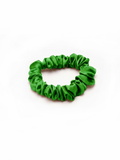 Satin hair eraser scrunchie slim light green JGM-05