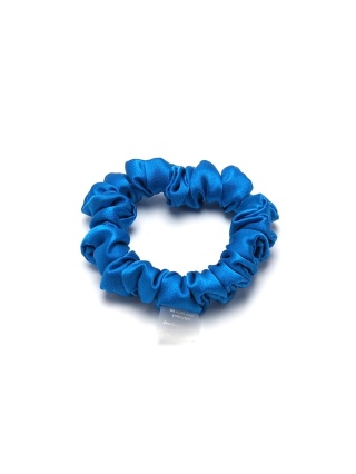 Satynowa gumka do włosów frotka scrunchie slim lazurowa