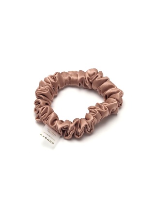 Satynowa gumka do włosów frotka scrunchie slim pudrowo-różowa JGM-20