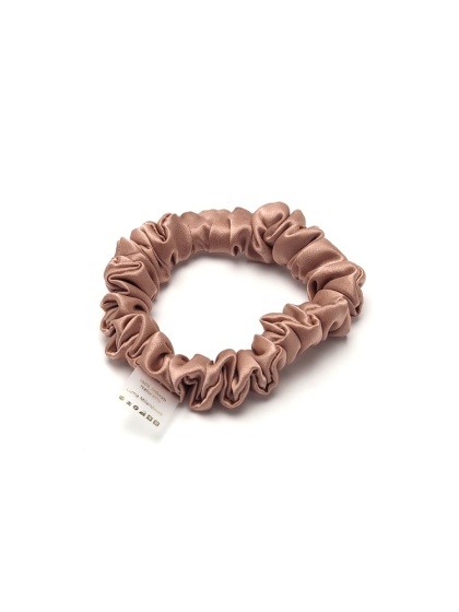 Satynowa gumka do włosów frotka scrunchie slim pudrowo-różowa JGM-20