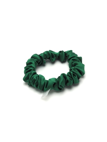 Satynowa gumka do włosów frotka scrunchie slim zielona