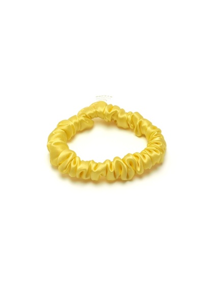 Satynowa gumka do włosów frotka scrunchie slim żółta JGM-15