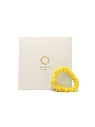 Satynowa gumka do włosów frotka scrunchie slim żółta JGM-15