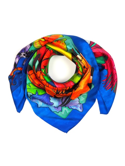 AD-439 Silk scarf birds of paradise 90x90cm