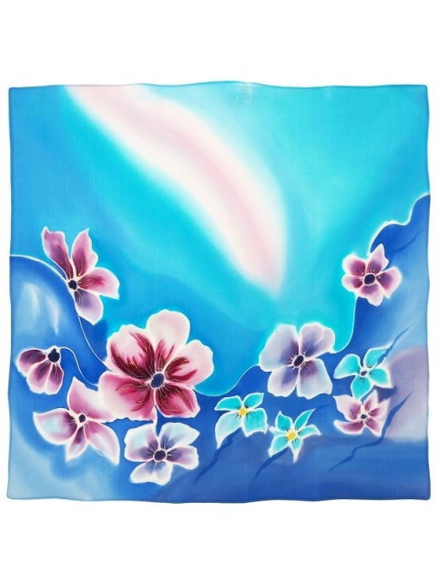 Silk garrote scarf hand painted 55x55cm AM5-037