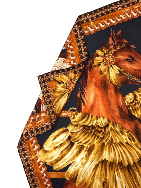 Silk scarf female gold horse, twill 88x88 cm AD-010t