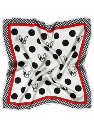 Jedwabna apaszka damska psy - Buldog 68x68 cm AD7-092